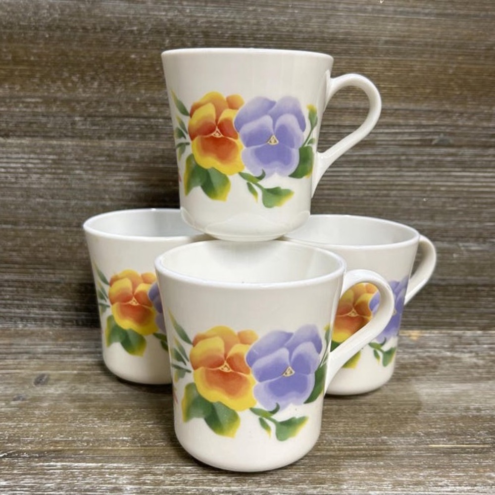 Vintage Corningware Corelle Summer Blush floral mugs set of 4